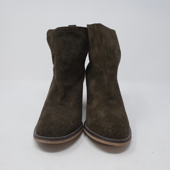 Rebels Cut Out Olive green suede Booties Block Heel size 37 - Picture 3 of 8